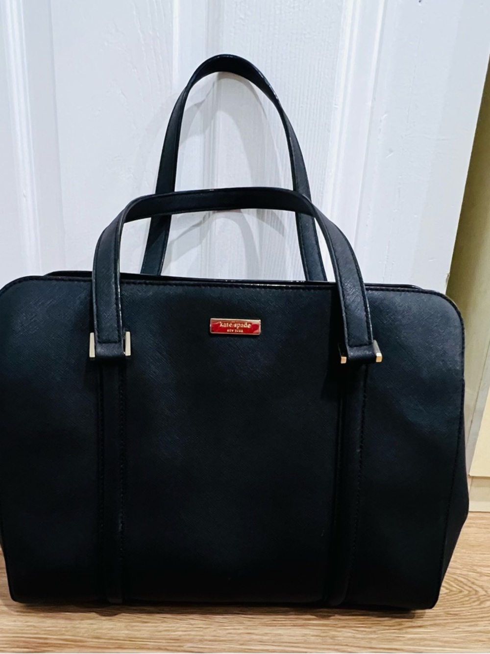 kate spade Black Structured Shoulder Bag with Gold Hardware